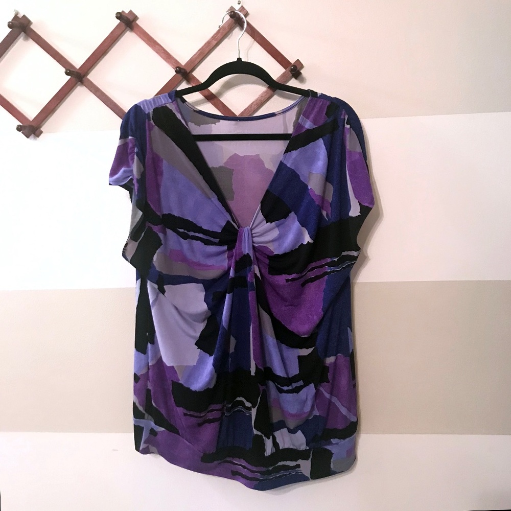 Lane Bryant Blouse - Purple, Blue, Grey Banded Top